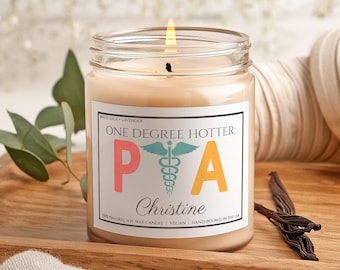 Custom PA Graduation Gift - 9 oz. Scented Soy Candle, Personalized Physician Assistant Grad Present, Customizable PA School Graduate Gift