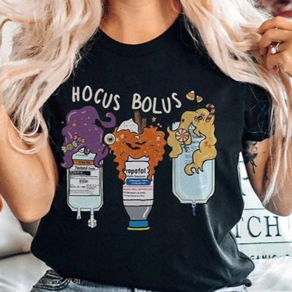 Funny Nurse Halloween Shirt | Propofol Fentanyl Witch Sedation CRNA ICU Nurse Tshirt Spooky Season T-Shirt Rn Tee Pharmacy Tech Fall Gift