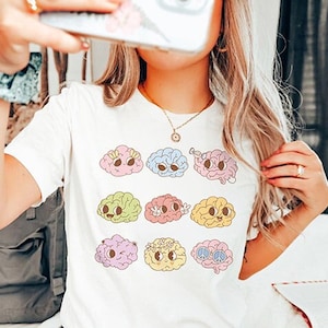 Neuro Nurse T-Shirt - Peds Neurology Shirt, Cute Retro Brains T Shirt, Neuro Squad ICU RN Graphic Tee, Neurologist Crew Medical School Gift