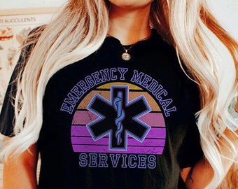 Retro EMS Shirt, EMT Paramedic TShirt, Emergency Medical Services, Paramedic Emt Medic T-Shirt, Emergency Medical Technician Ambulance Gift
