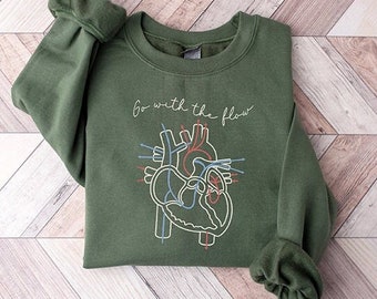 CVICU Cardiac Nurse Heart Anatomy Sweatshirt, Cath Lab RN Crewneck, CCU Nurse Sweater, Cv Icu Cardiac Care Unit Cardiology Human Heart Flow