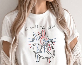 CVICU Cardiac Nurse Heart Flow Anatomy Shirt, Cath Lab RN T-Shirt, CCU TShirt, Cv Icu Cardiac Care Unit Tee, Cardiology Human Heart Flow