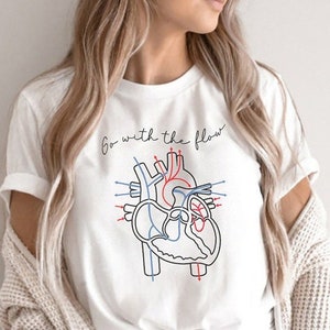 CVICU Cardiac Nurse Heart Flow Anatomy Shirt, Cath Lab RN T-Shirt, CCU TShirt, Cv Icu Cardiac Care Unit Tee, Cardiology Human Heart Flow