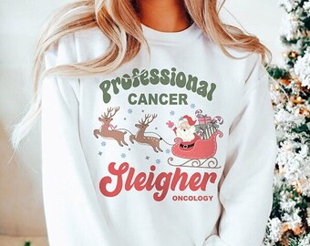 Oncology Nurse Christmas Sweatshirt, Cancer Sleigher Heme Onc Rn Crewneck Sweater, Pedi Onc Crew Squad Gift, Pediatric Oncology Hospital Tee