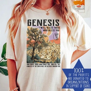 Jerusalem Tee, Genesis 12:3 Bible verse Shirt, Israel Strong T-Shirt, Stand Pray for Israel TShirt Boho Christian Shirts All Profits Donated
