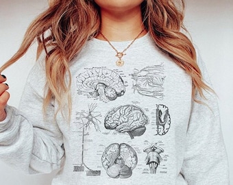 Neuro Nurse Sweatshirt - Neurology Anatomy Crewneck Sweater, Anatomical Brain Shirt, Neuro Psych ICU RN Tee, Neurologist Medical School Gift