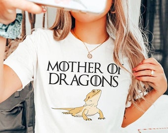 Bearded Dragon Shirt, Mother of Dragon Pet Reptile Lover Tee Beardie Mom T-Shirt Funny Lizard TShirt Pogona Bearded Dragon Mother's Day Gift
