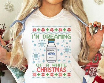 Propofol Ugly Christmas Shirt, Funny ICU Nurse CRNA Xmas Tshirt, Pharmacist Tech Micu Sicu Cvicu Critical Care Holidays T-shirt Tee Gift