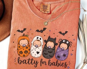 Labor and Delivery Nurse Halloween Shirt, Batty for Babies L&D Nurse Fall T-Shirt, Spooky Nurse Tee