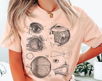Eye Anatomy Shirt, Ophthalmology T-Shirt, Eye Tshirt, Optometry Optometrist, Optician Tee, Eyeball drawing, Gift for Optometric Tech