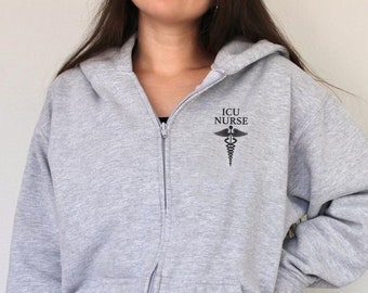 Sweat à capuche infirmière ICU, sweat à capuche ICU RN, pull Icu RN, pull infirmière de soins intensifs, pull rn de soins intensifs, cadeau d'infirmière de soins intensifs