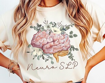 Floral Brain Neuro SLP T-Shirt | Neurology Speech Language Pathologist Brain Shirt