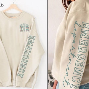 ER Nurse Sweatshirt, Emergency Department Sleeve Crewneck Sweater, ER Tech Shirt, ED Rn Sweatshirt, Gift for Emergency Room Nursing Graduate
