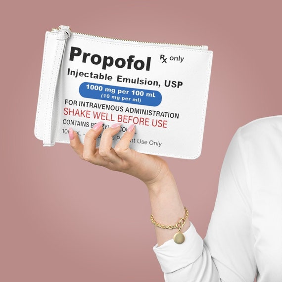 Funny ICU Nurse Gift Propofol Clutch Bag - Critical Care Nurse CRNA makeup bag, Nurses Week Gift, Funny Nursing Gift RN Micu Sicu Cvicu