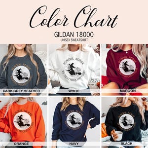Camiseta de enfermera escolar de Halloween - Viajeros frecuentes, camiseta de enfermera de Halloween con bruja, camiseta de otoño espeluznante, enfermera de escuela primaria y secundaria imagen 7