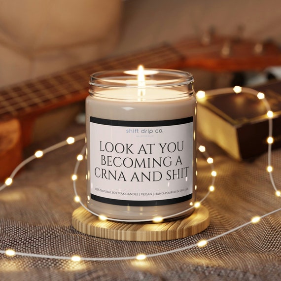 Funny CRNA Graduation Gift - 9 oz. Scented Soy Candle, Nurse Anesthetist Present, CRNA School Graduate, Apple Cinnamon and  Vanilla Scents