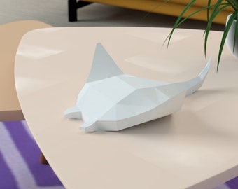 Manta Ray, papercraft origami 3D, origami de animales, decoración, bricolaje, animales marinos caseros