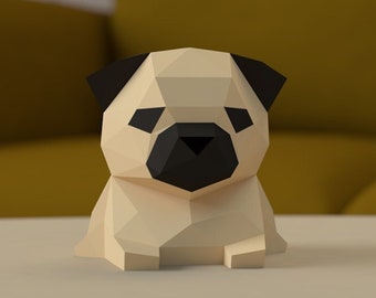 Pug Origami: DIY 3D Paper Sculpture (PDF Pattern)