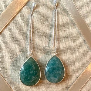 Carribean blue opal threader earrings