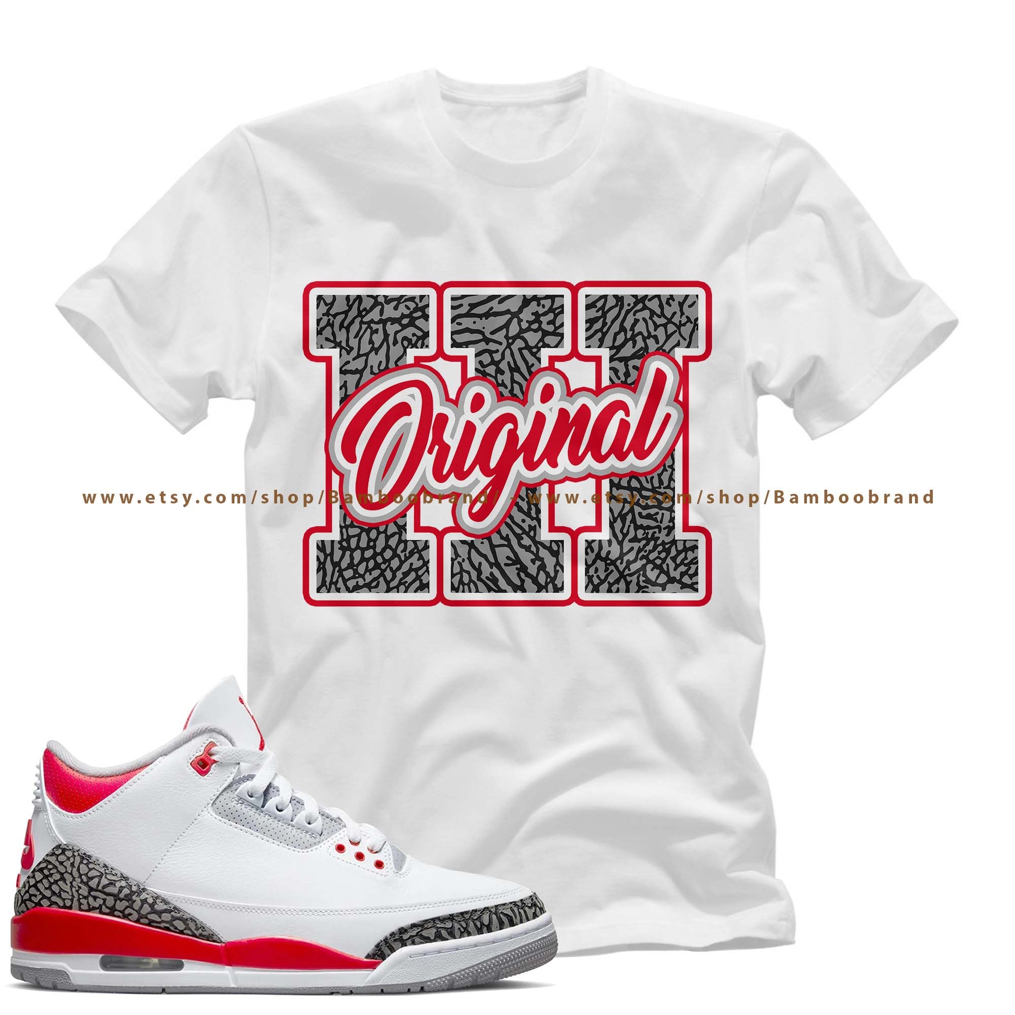 Jordan 3 Fire Red Shirt Original Unisex 