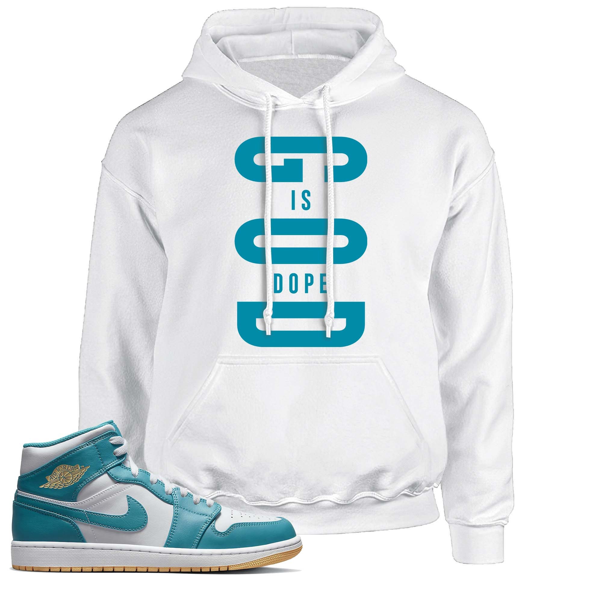 Dope Unisex Sweatshirt Pullover Hoodie to Match Air Jordan 1 Retro Mid Aquatone Sneakers | AJ 1 Retro Mid Aquatone 1s Sweatshirt Outfit