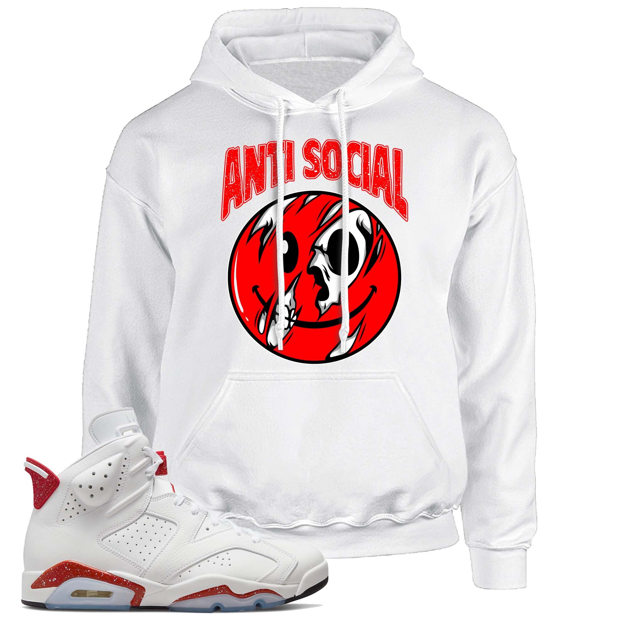 Anti Unisex Pullover Hoodie to Match Air Jordan 6 Retro Red Oreo Sneakers | AJ6 Retro Red Oreo 6s Sweatshirt Hooded
