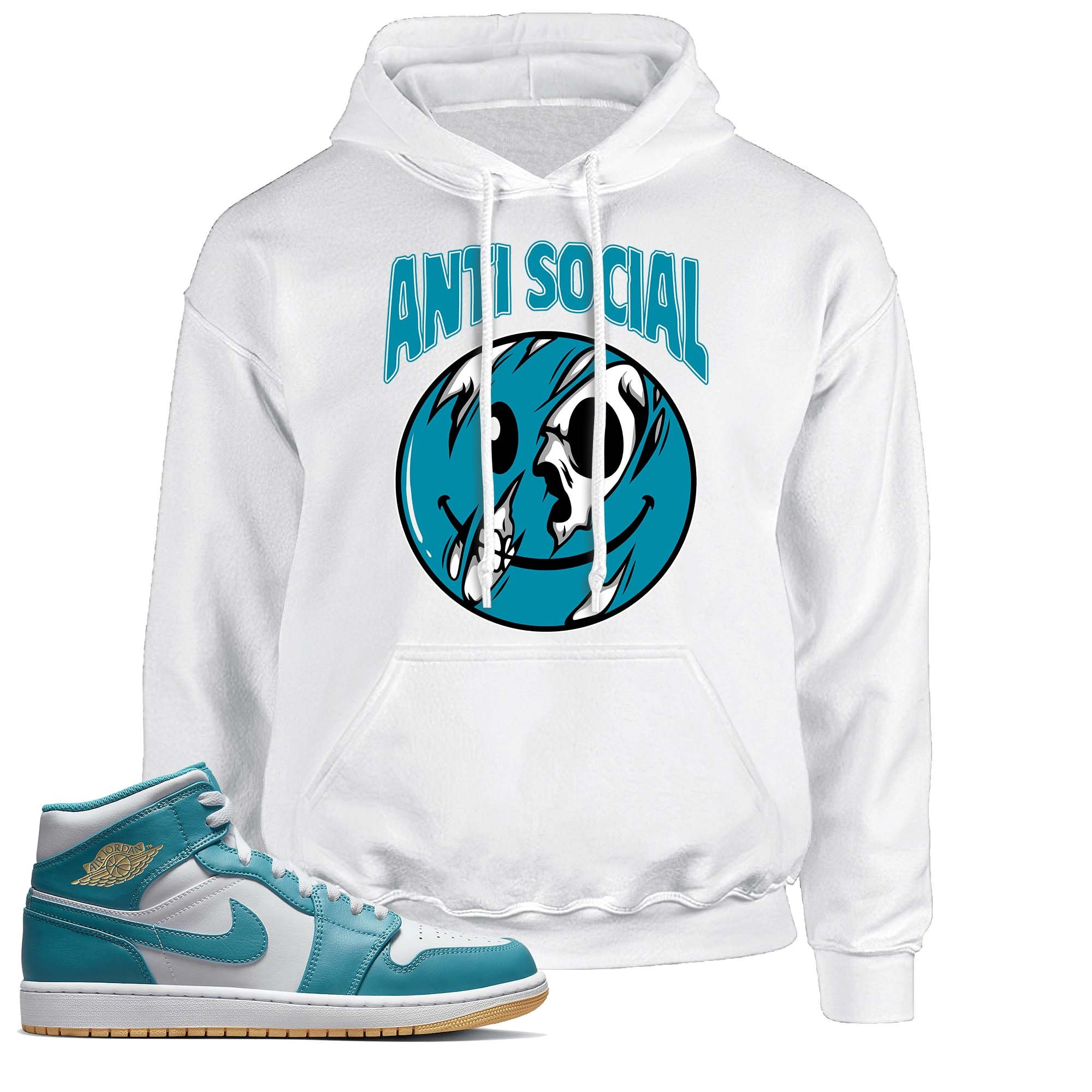 Anti Unisex Sweatshirt Pullover Hoodie to Match Air Jordan 1 Retro Mid Aquatone Sneakers | AJ 1 Retro Mid Aquatone 1s Sweatshirt Outfit