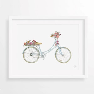 Blue vintage bike watercolor art print | kitchen or lounge wall art | housewarming gift