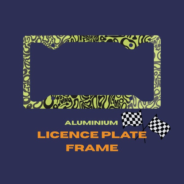 F1 License Plate Frame: Lando Norris, Green and black pattern, Aluminum