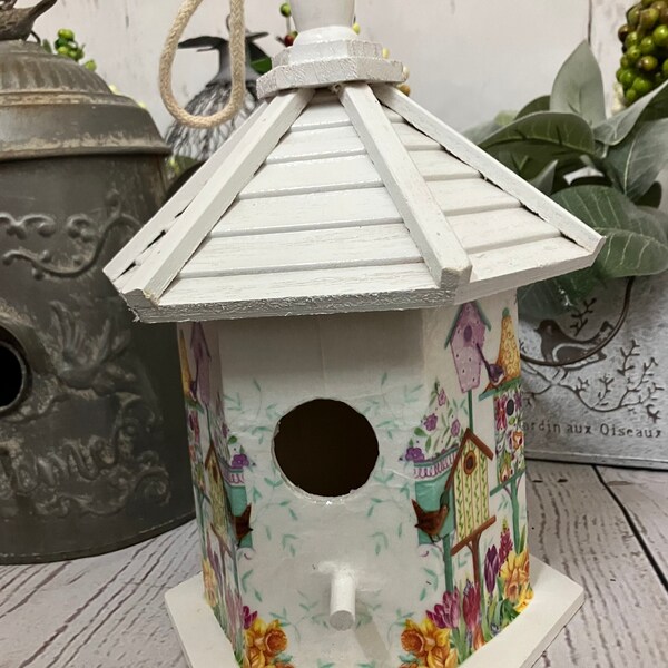 Decoupage Birdhouse Etsy