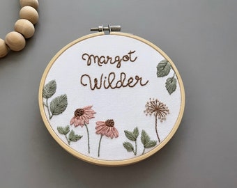 Personalized Baby Name Embroidery,Custom Name Embroidery Hoop,Baby Shower Gift, Nursery Wall Art, Pregnancy announcements,Modern home decor