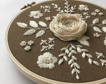 Finished embroidery hoop,Floral embroidery,Wall decor,Home decor,Wild flowers,Handmade gift,