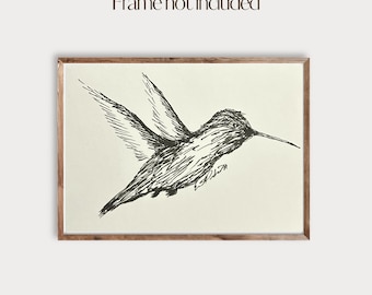 Hand Drawn Hummingbird (Black Ink)