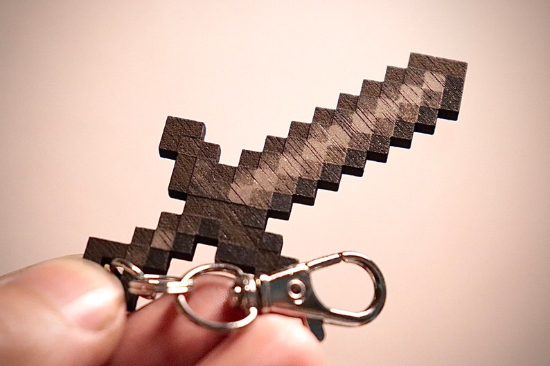 Minecraft Wood Sword Weapons and Tools Keychains Custom Etsy