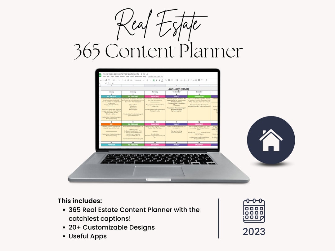 365 Real Estate Content Calendar for Agents Social Media Etsy