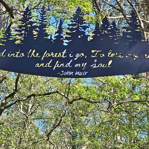 Y me voy al bosque, para perder la cabeza y encontrar mi alma - John Muir Cita Cartel de metal del bosque