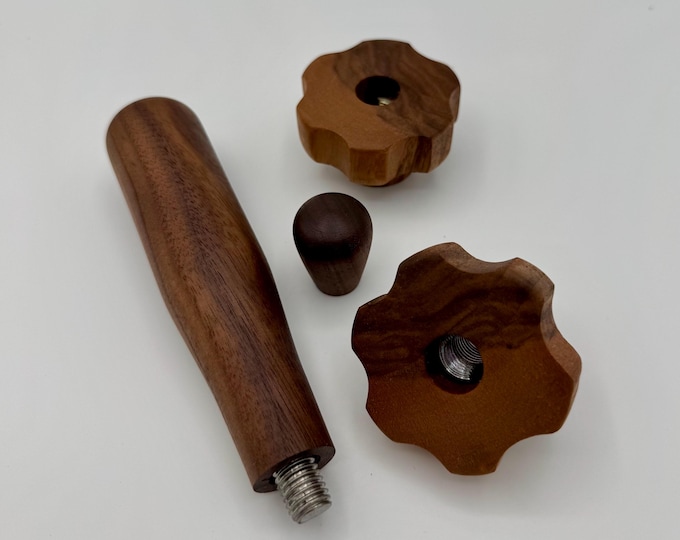 Lelit Mara / Lelit Mara X Holz-Veredelungsset aus Nussbaum – Siebträgergriff + Bezugshebel + Drehräder