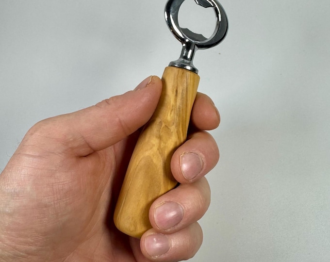 Flaschenöffner mit Olivenholzgriff, handgedrechselt