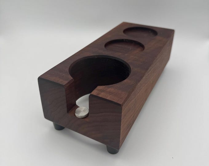 Tampstation aus Nussbaum für Zuriga Siebträgermaschinen mit 2 Ablagen | Handgefertigt |