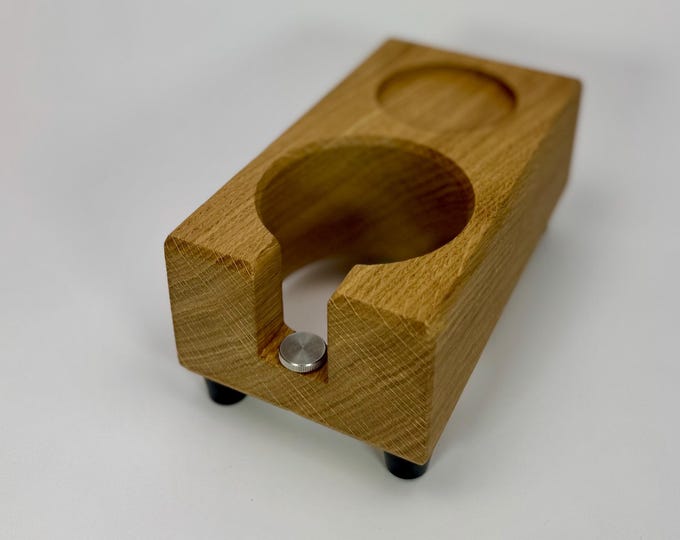 Tampstation aus Eiche für Siebträger mit Ablage für Tamper | Handgefertigt | E61 & Bezzera BZ kompatibel (uvm.!)
