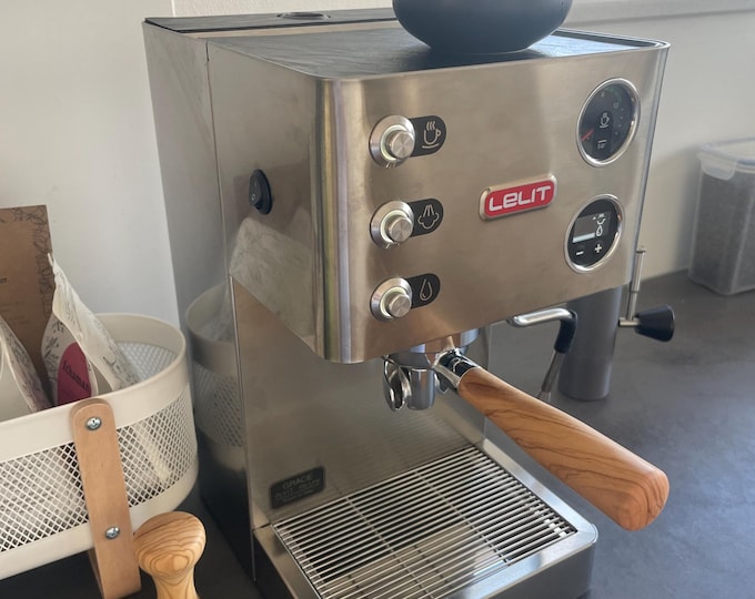 Holzgriff aus Olive oder Eiche für Siebträger (handgefertigt): Lelit Anna, Elizabeth, Victoria, Anita, Kate, uvm. mit M10 Edelstahlbolzen