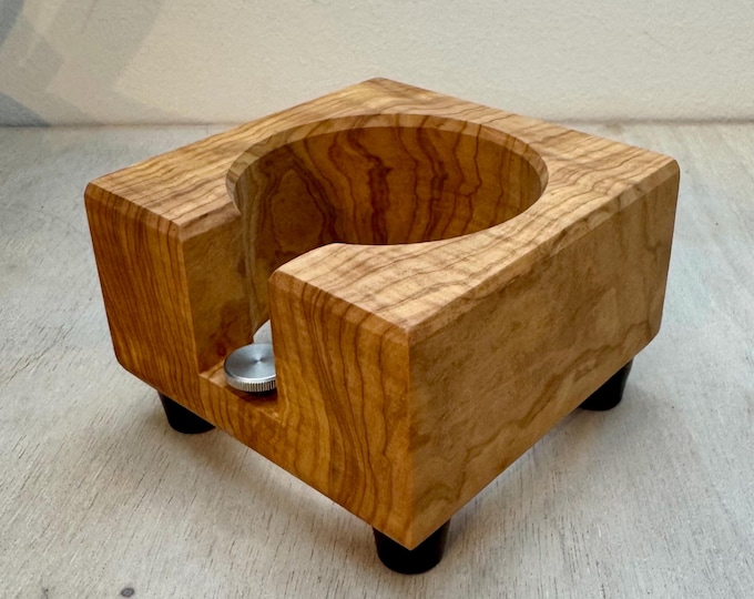 Tamper Station aus Olive (handgefertigt), Barista Zubehör f. ECM, Bezzera, Quickmill, Profitec, Rocket, E61-Siebträgermaschinen uvm.