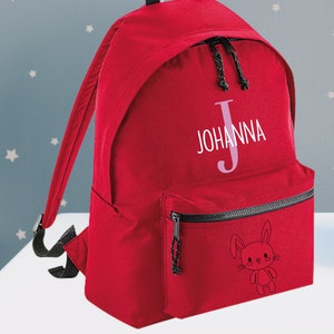 Roter personalisierter Kinderrucksack aus recyceltem Polyester | individueller Kinderrucksack | Rücksack Kinder mit Namen | Geschenk