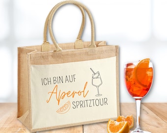 Jutetasche Aperol Spritztour | Tasche Geschenke | Geburtstagstasche | Geschenkidee | Mädelsabend | Geschenk JGA, Grillparty oder Sommerfest