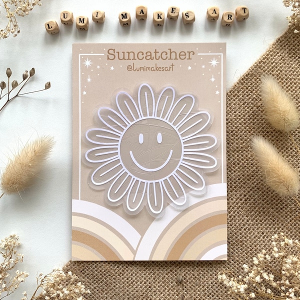 Suncatcher Sticker Happy Daisy | Fensterbild selbstklebend | Regenbogen Fenstersticker