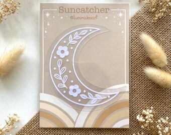 Suncatcher Sticker "Flower Moon" | Fensterbild selbstklebend | Regenbogen Fenstersticker