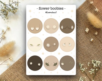 Sticker Sheet Flower Boobies | Stickerbogen | Aufkleber Bullet Journal | Sticker Set