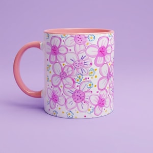 Kaffeebecher bunte Blumen, Teebecher Blütenmotiv