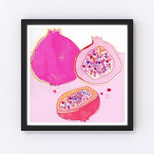 pomegranate Wall art ,fruit poster trendy prints, decor for kitchen, colorful printable painting, watercolor painting