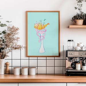 spaghetti italian printable wall art, downloadable prints food, pasta poster kitchen prints